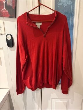 Cutter & Buck Red Men's Quarter-Zip Sweater